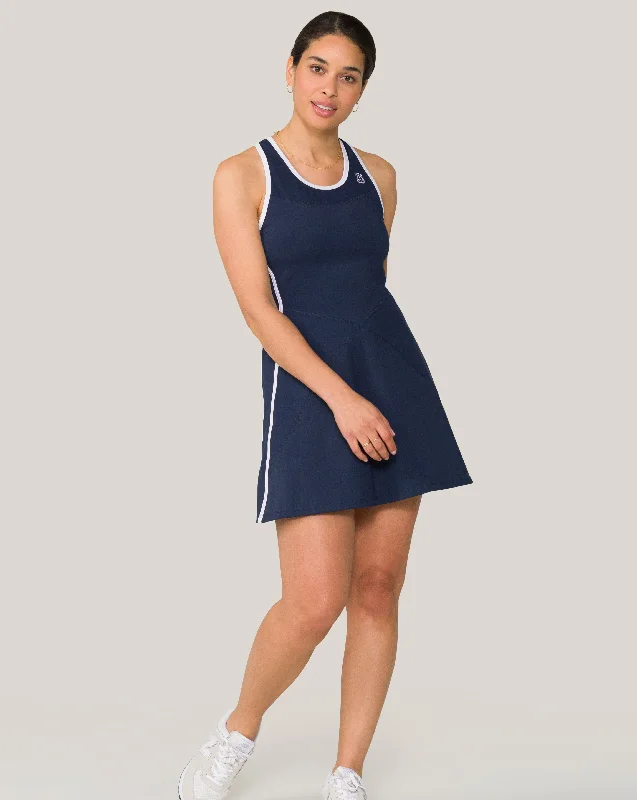 Framed Serena Dress Navy/White