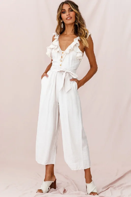 Danube Belted Waist Jumpsuit Beige