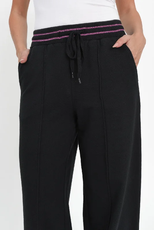 Kyla Black Cotton Blend Wide Leg Pants