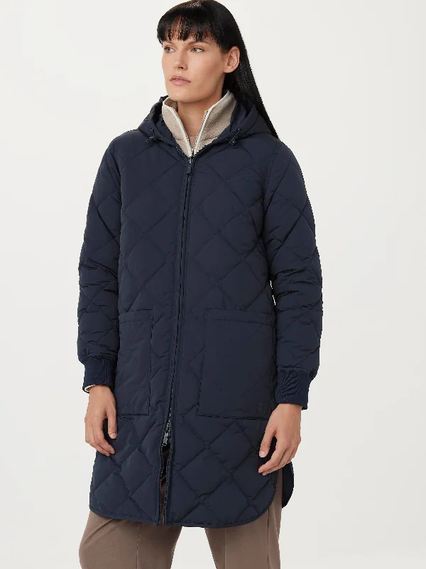 The Skyline Maxi Hooded Coat in Space Blue