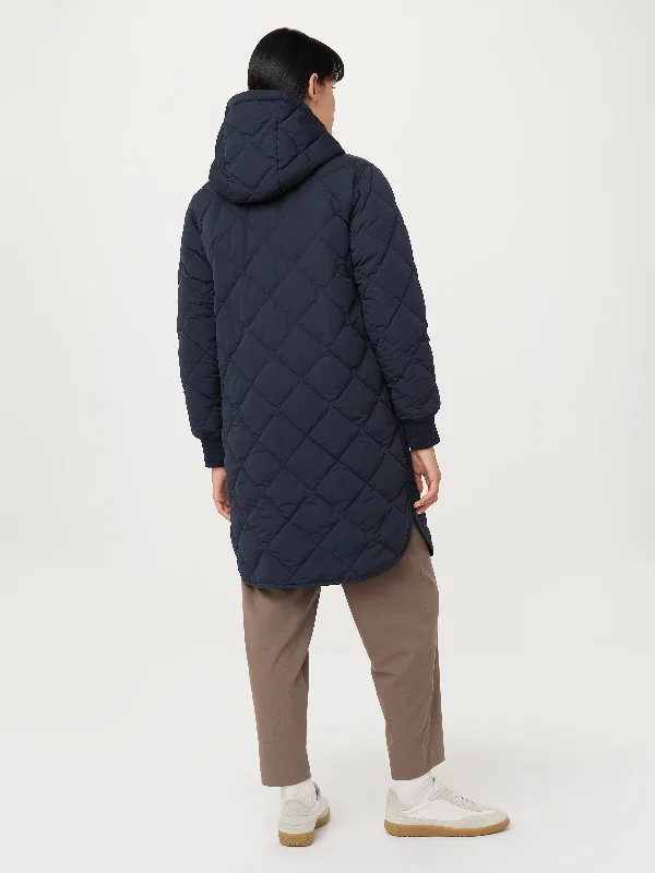 The Skyline Maxi Hooded Coat in Space Blue