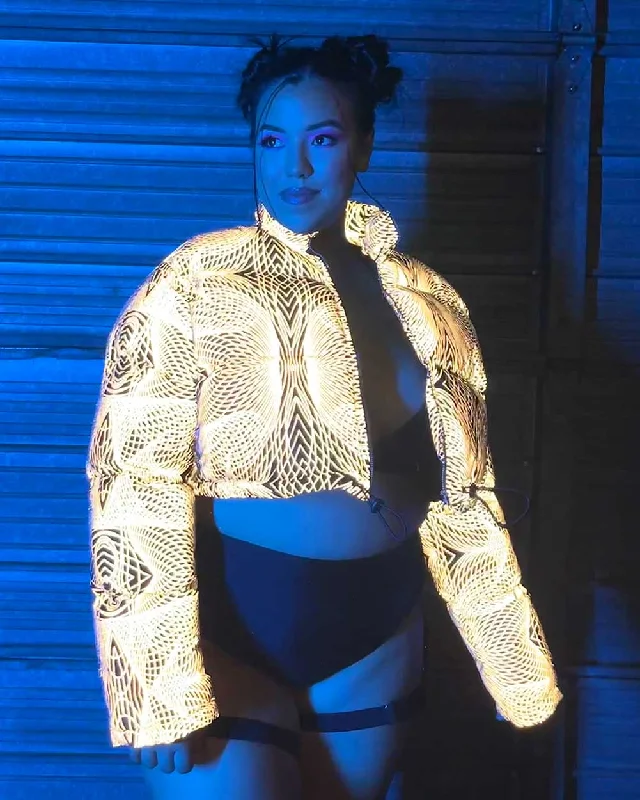 Flashbang Matrix Reflective Cropped Puffer Jacket