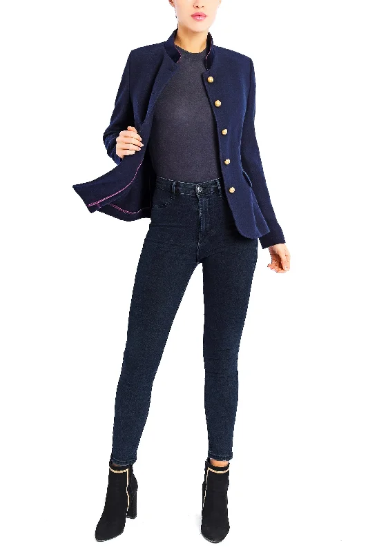 Peplum blazer from Austrian wool broadcloth in navy