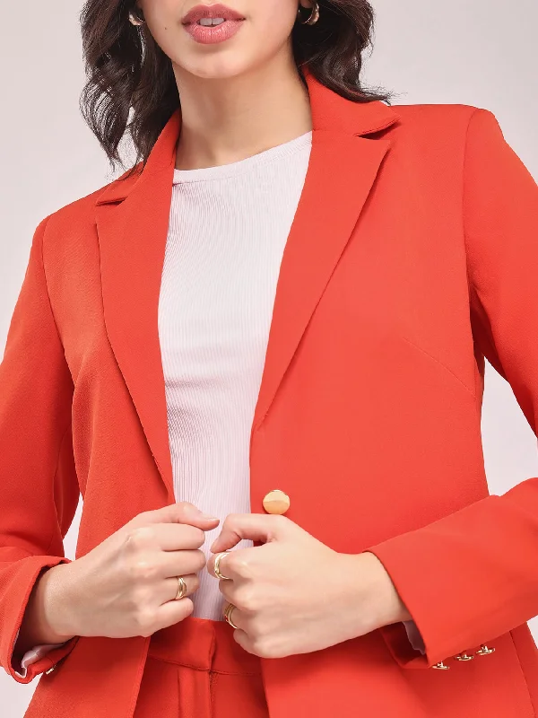 Single Breasted Blazer - Vermilion