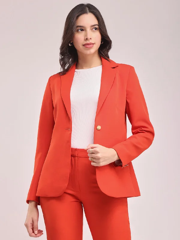 Single Breasted Blazer - Vermilion