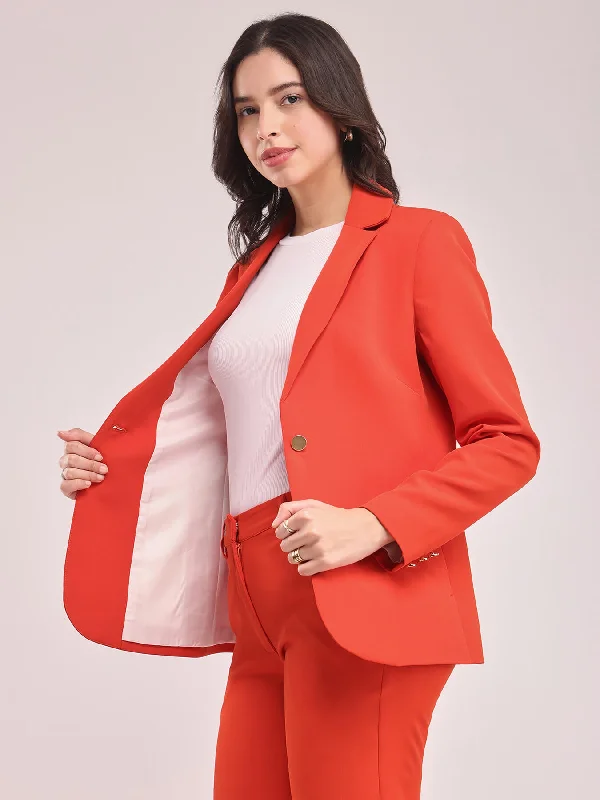 Single Breasted Blazer - Vermilion